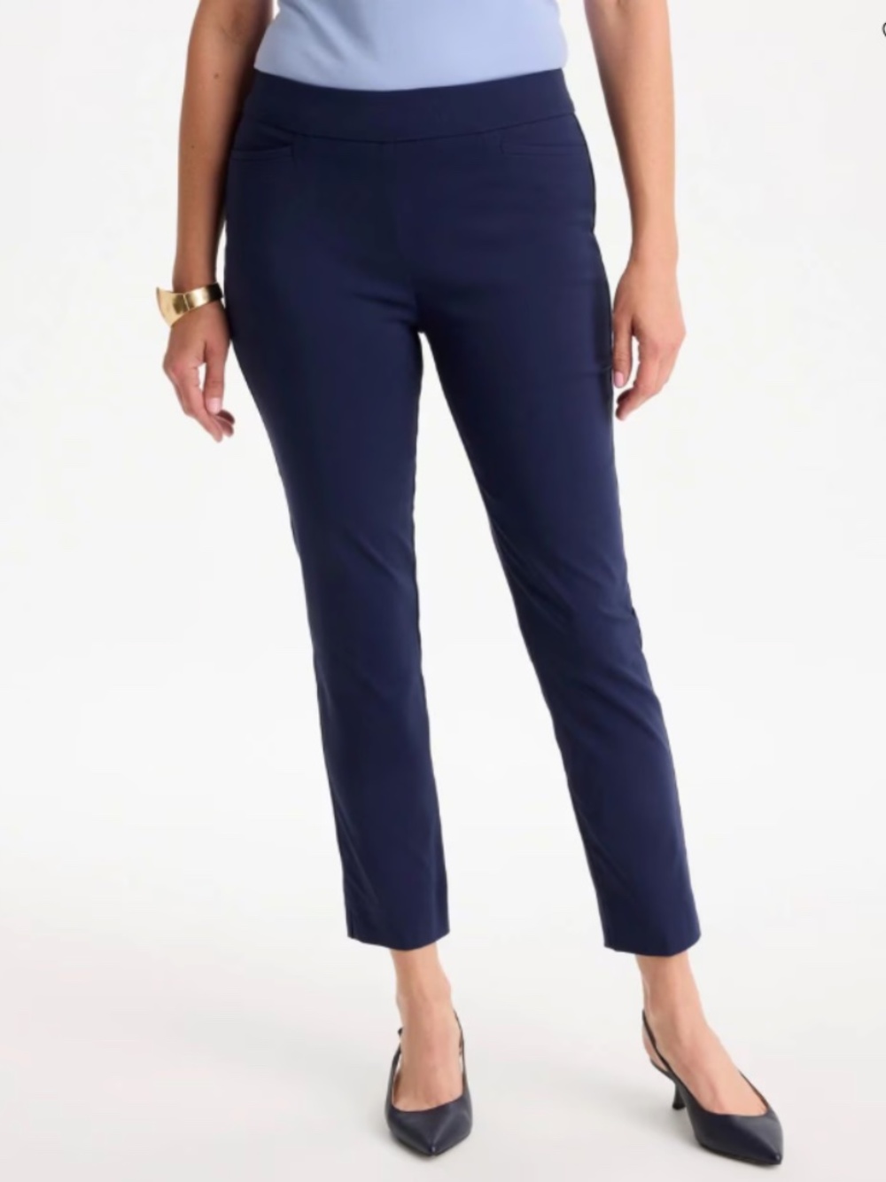 Chico's Brigitte Basic Slit Ankle Pants in Navy, size 1.5 (US 10)
